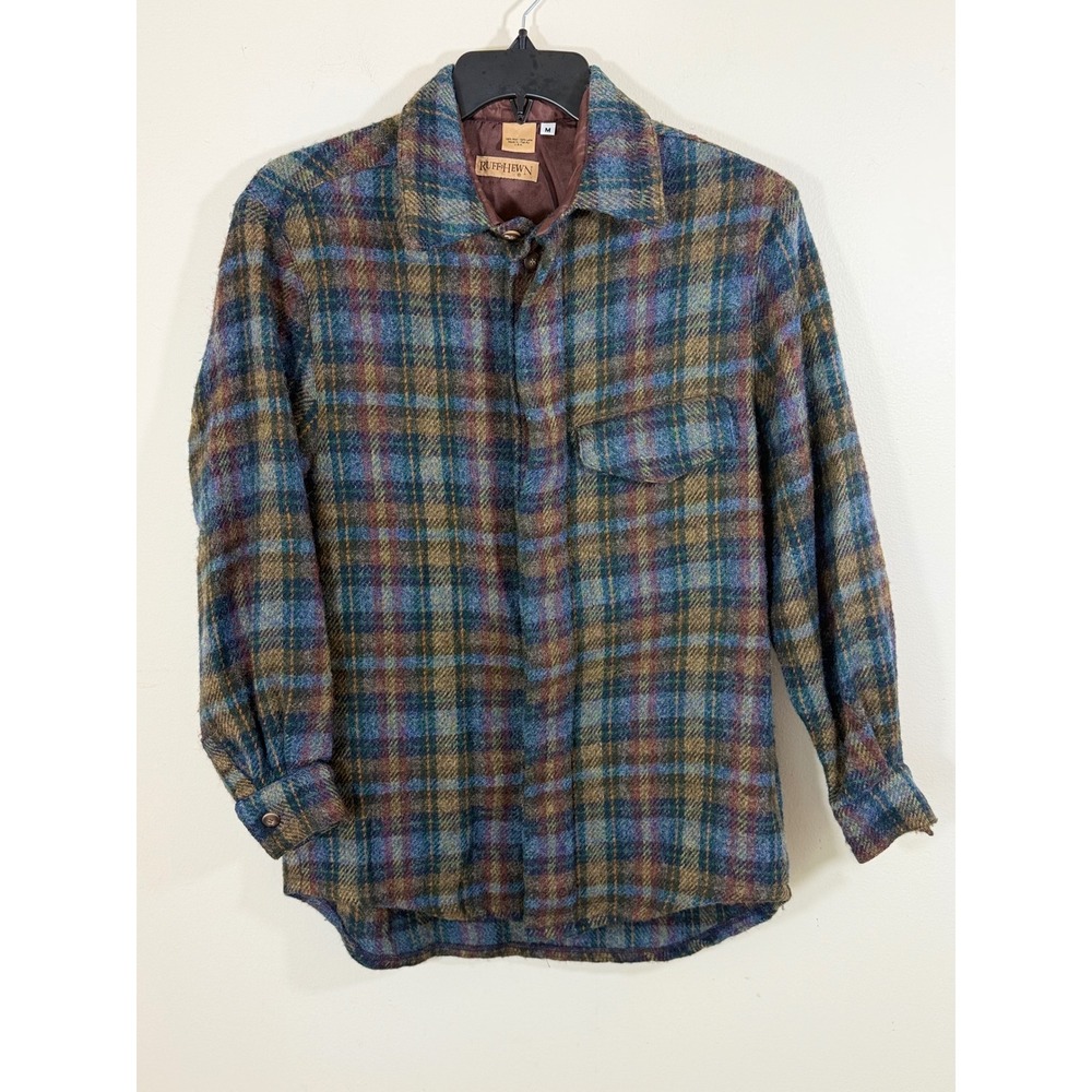 Ruff Hewn CPO Wool Shirt Jacket Men's M Blue Plaid Made USA Shacket Outdoor